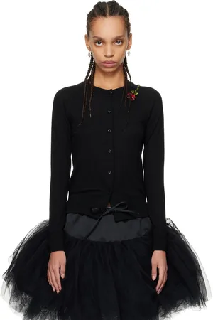 Simone Rocha Black Embellished Flower Cardigan