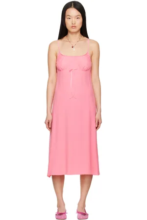 Simone Rocha Pink Negligee Bow Slip Midi Dress