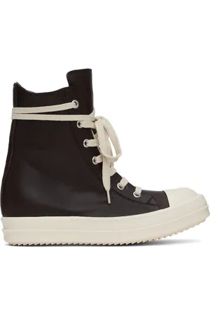 Rick Owens Brown Hollywood Goat Leather Sneakers