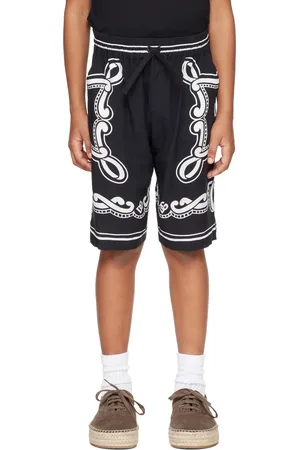 Dolce & Gabbana Kids Black Bandanna-Print Batik Shorts