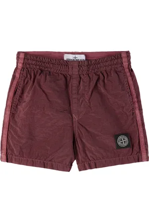 Stone Island Kids Burgundy Nylon Swim Shorts