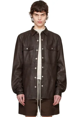 Rick Owens Brown Hollywood Outershirt Leather Jacket