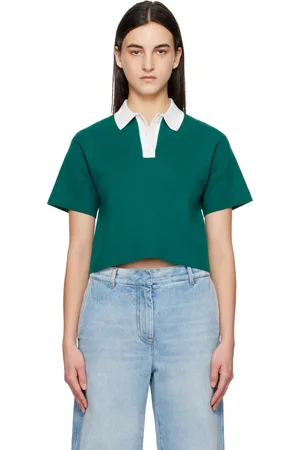 J.W.Anderson Green Cropped Knitted Polo