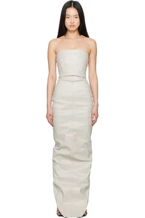 Rick Owens Off-White Hollywood Bustier Denim Gown