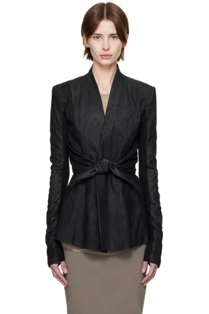 Rick Owens Black Hollywood LS Strutter Leather Jacket