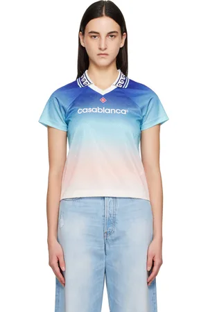 Casablanca Blue & Pink Jacquard Monogram Football T-shirt