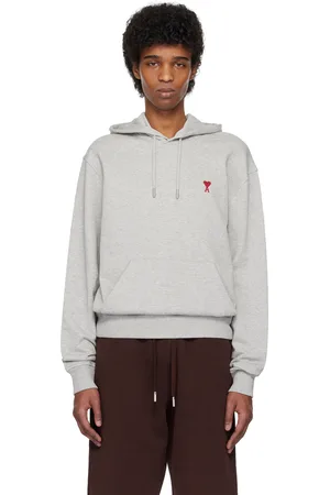 Ami Gray Cotton Ami de Coeur Hoodie