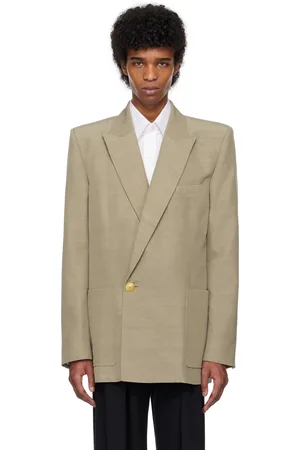 Balmain Taupe 1-Button Tailored Cupro Blazer