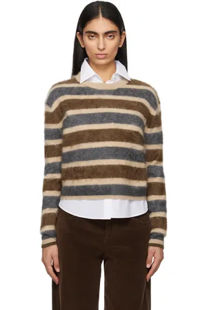 Guest In Residence Brown & Gray Grizzly Stripe Crew Sweater