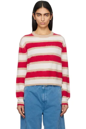 Guest In Residence Red & Beige Grizzly Stripe Crew Sweater