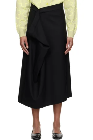 Kenzo Black Paris Virgin Wool Midi Skirt