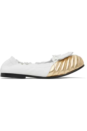 No Idea White & Gold Big Foot Football Flat Loafers