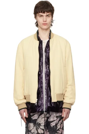 DRIES VAN NOTEN Yellow Gabardine Reversible Bomber Jacket