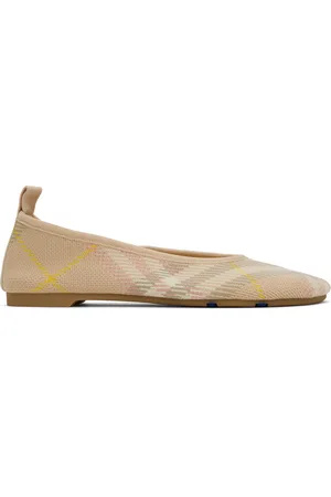 Burberry Beige & Pink Check Knit Baby Ballerina Flats