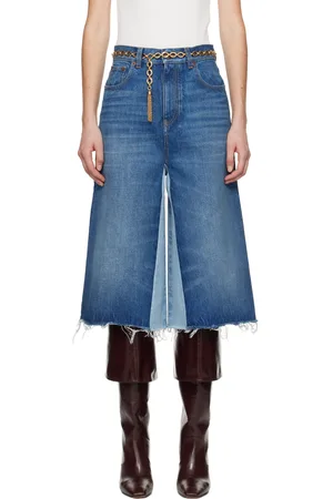 Chloé Blue Bermuda Patchwork Denim Shorts