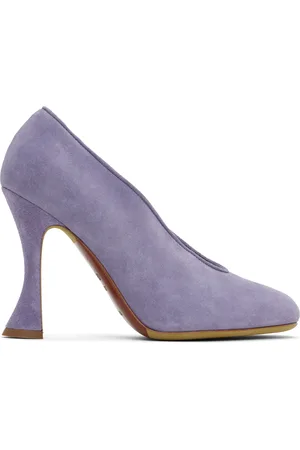Moschino Purple Duck Suede Heels