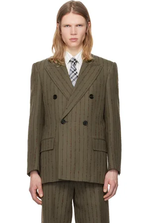 Burberry Brown & Red Tailored Double-Breasted Blazer