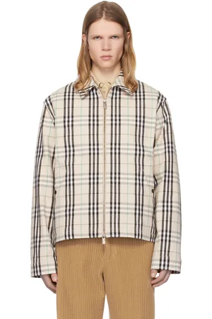 Burberry Beige Check Cotton Harrington Jacket