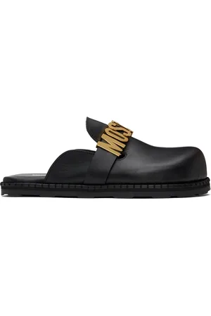 Moschino Black Lettering Logo Slip-on Loafers