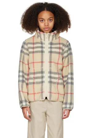 Burberry Kids Beige Check Fleece Jacket