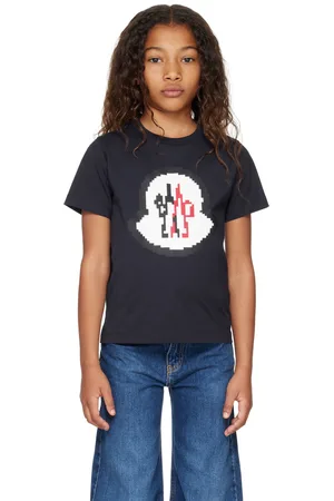 Moncler Big Kids Navy Pixel Logo Cotton T-shirt