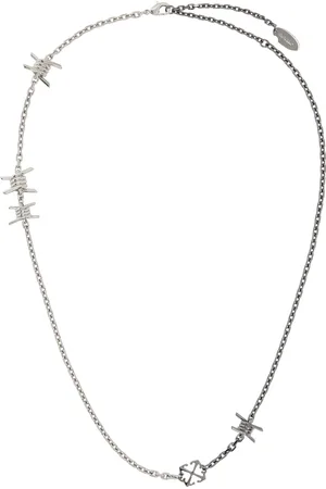 OFF-WHITE Silver & Gunmetal Barbed Wire Motif Two-Tone Necklace