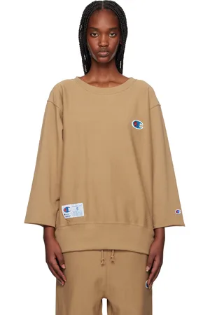 UNDERCOVER Tan Champion Edition Beaded Logo Appliqué Sweatshirt