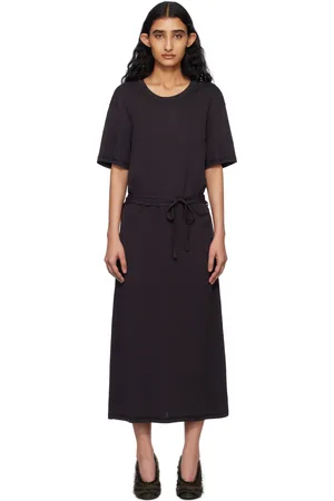 LEMAIRE Black Belted Rib T-shirt Midi Dress