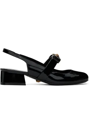VERSACE Black Gianni Ribbon Patent Slingback 35 mm Heels