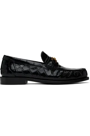 VERSACE Black Croc-Effect Medusa 