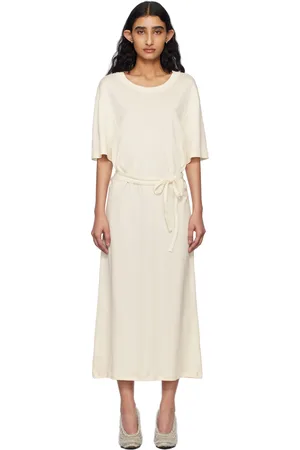 LEMAIRE Off-White Belted Rib T-shirt Midi Dress