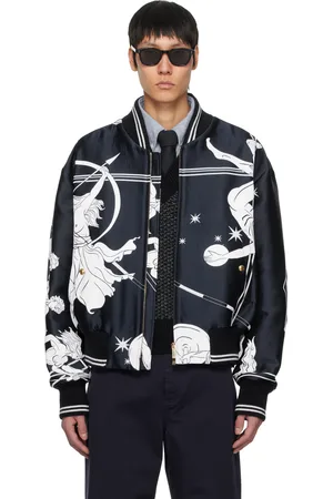 Thom Browne Navy Oversized Olympic Constellation Bomber Jacket