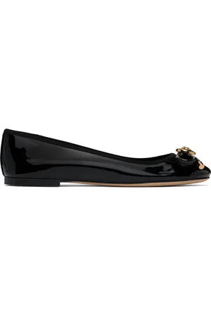 VERSACE Black Opera Bow Patent Ballerina Flats
