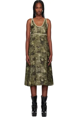 R13 Green Taped Tank Midi Dress