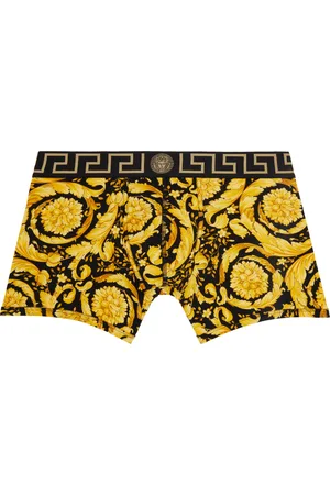 VERSACE Black & Gold Barocco Long Boxer Briefs