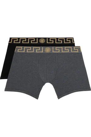 VERSACE Two-Pack Black & Gray Greca Border Long Boxer Briefs