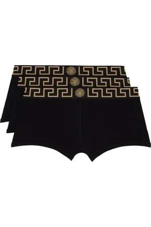VERSACE Three-Pack Black Greca Border Boxer Briefs