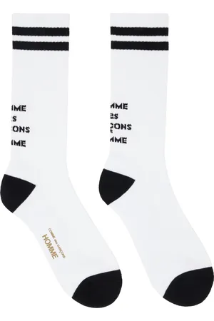 Comme des Garçons & Black Cotton Pilled With Lines Logo Socks