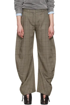 Acne Studios Beige Plaid Tailored Trousers