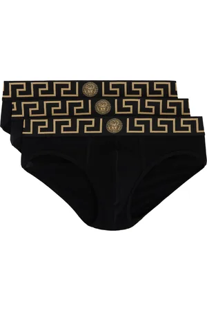 VERSACE Three-Pack Black Greca Border Briefs