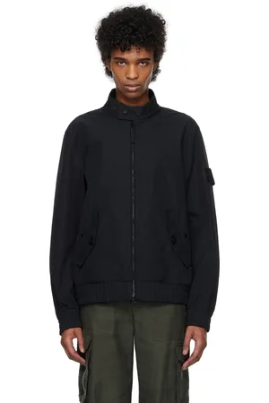 Stone Island Black Weatherproof Cotton Canvas Bomber Jacket