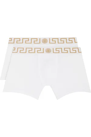 VERSACE Two-Pack White Greca Border Long Boxer Briefs