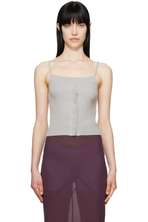 DRIES VAN NOTEN Gray Straight Neck Wool Tank Top