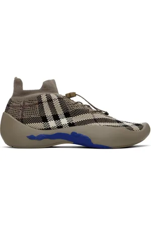 Burberry Taupe Check Knit Neptune Sneakers