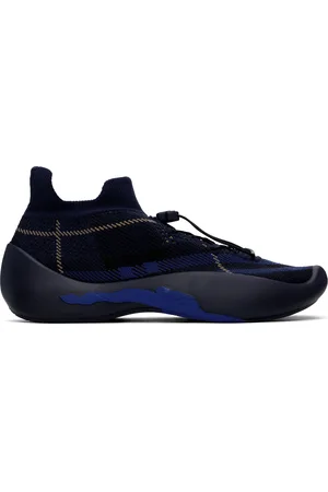 Burberry Black & Blue Check Knit Neptune Sneakers