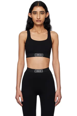 VERSACE Black 90s Vintage Logo Sport Bra