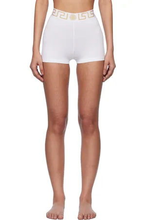 VERSACE White Greca Border Boy Shorts
