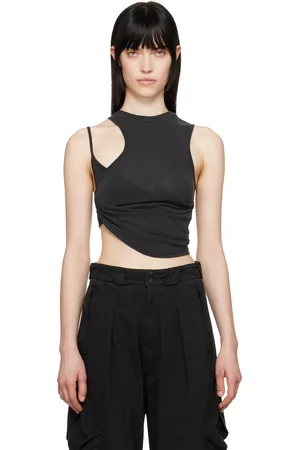Hyein Seo SSENSE Exclusive Gray Twisted Crop Tank Top