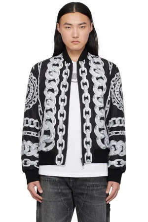 VERSACE Black Medusa Chains Reversible Bomber Jacket