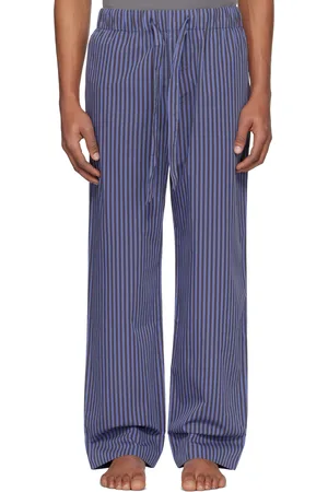 Tekla Blue & Brown Poplin Pyjama Pants